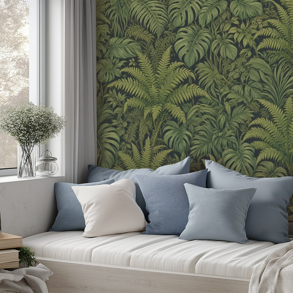 Dark Fern Jungle Peel and Stick Wallpaper