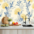 Yellow Carnation Botanical Peel and Stick Wallpaper – Removable & Waterproof