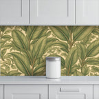 Sage Palm Leaf Peel and Stick Wallpaper