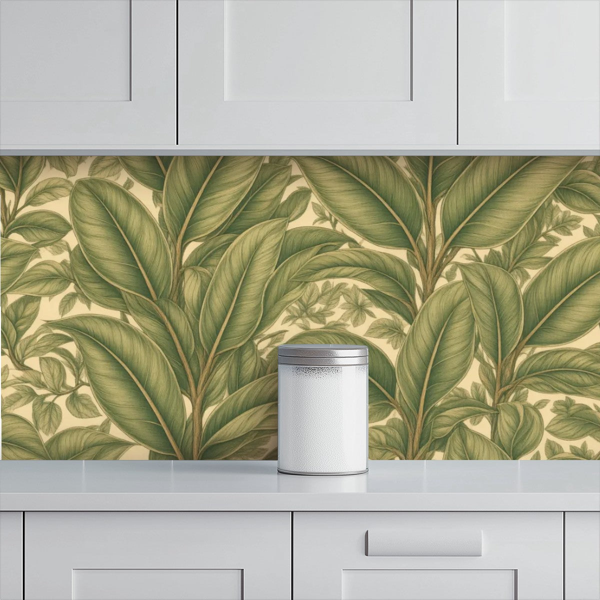 Sage Palm Leaf Peel and Stick Wallpaper