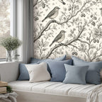 Bird Toile Peel and Stick Wallpaper – Classic Nursery & Nature-Inspired Decor
