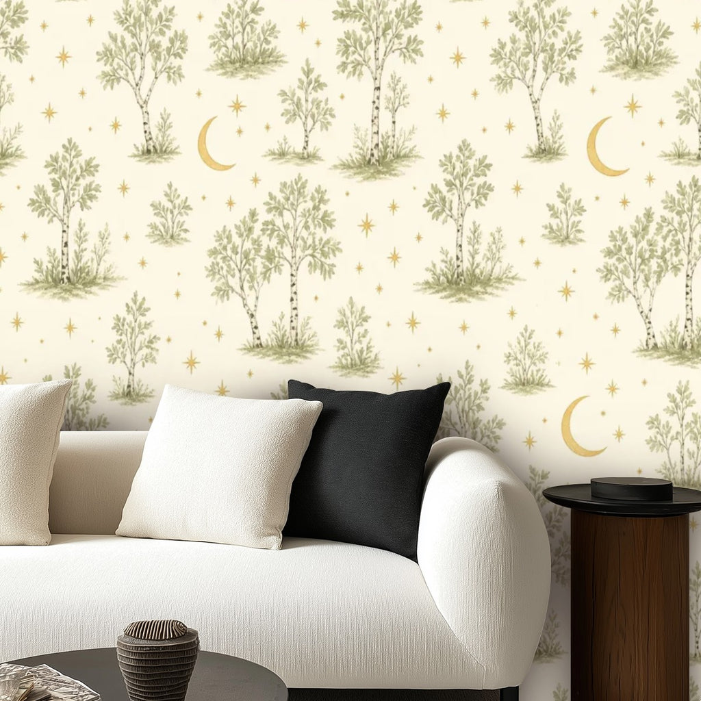 Celestial Desert Peel and Stick Wallpaper – Whimsical Nursery & Boho Kids Room