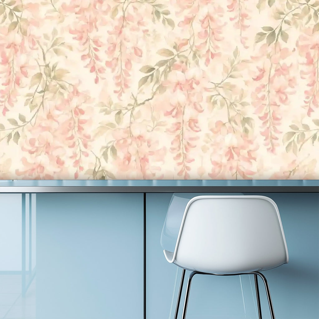 Blush Pink Trailing Botanical Peel and Stick Wallpaper