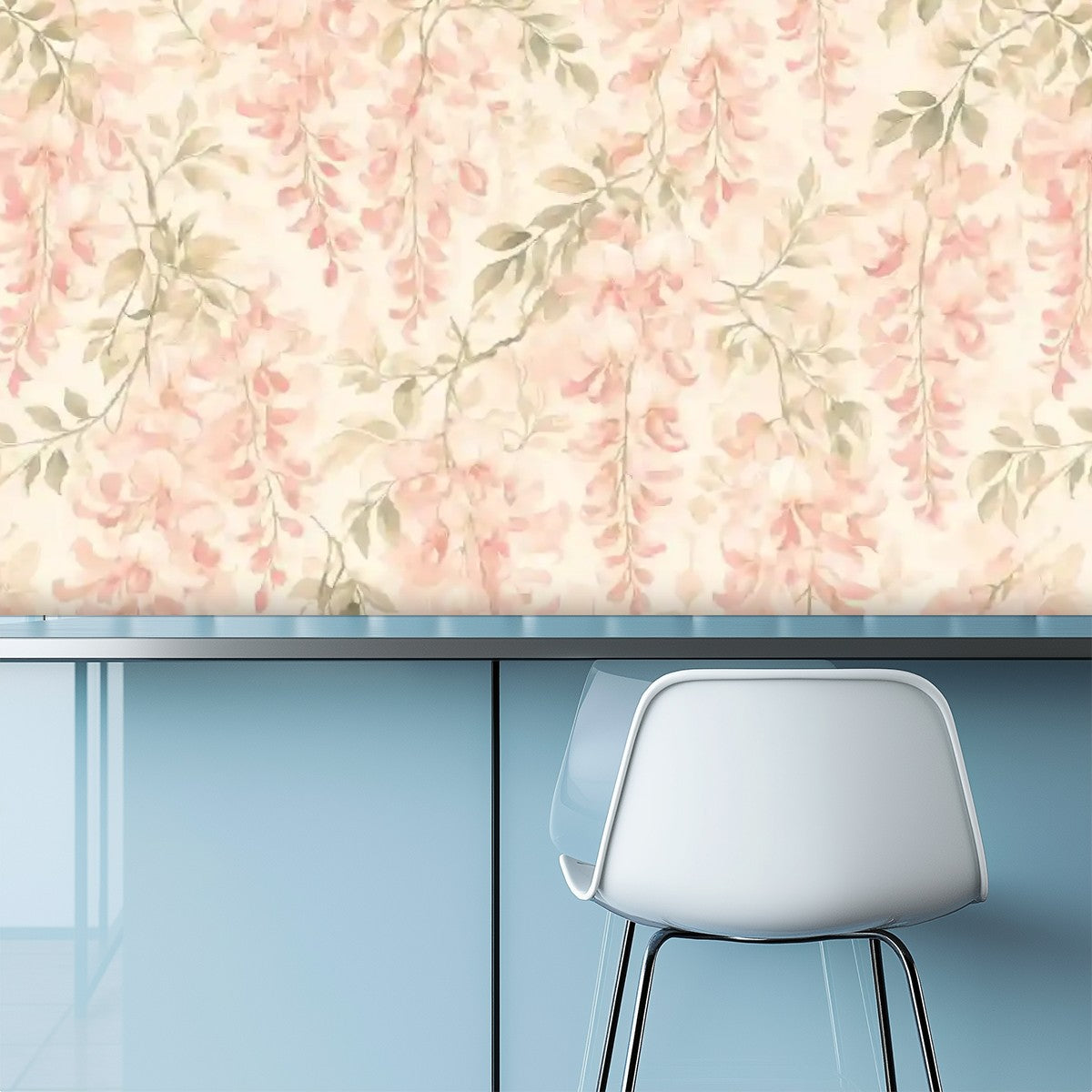 Blush Pink Trailing Botanical Peel and Stick Wallpaper