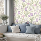 Lavender Tulip Garden Peel and Stick Wallpaper