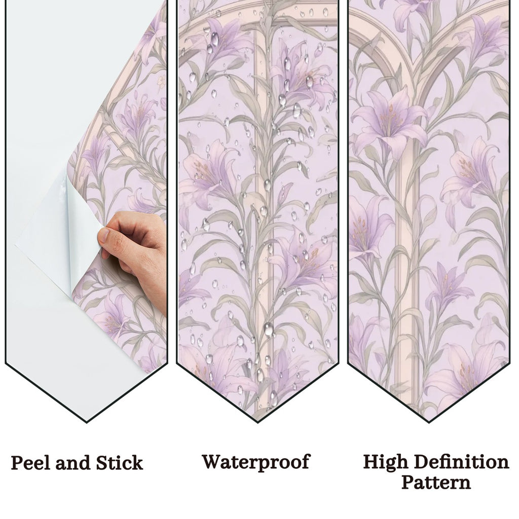 Lavender Art Nouveau Floral Peel and Stick Wallpaper