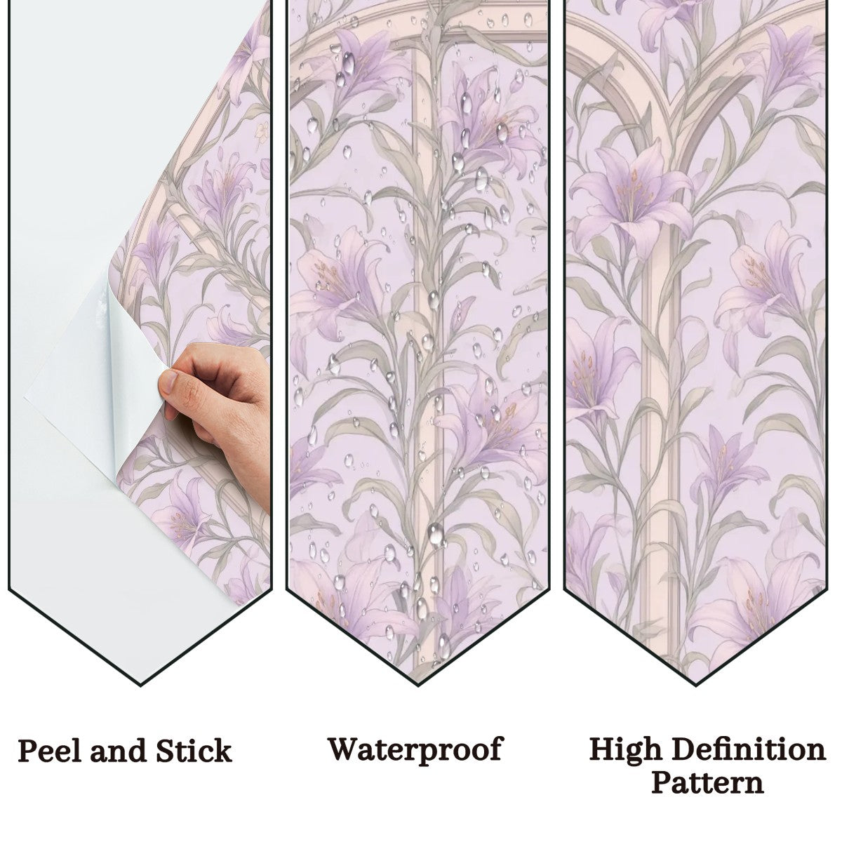 Lavender Art Nouveau Floral Peel and Stick Wallpaper