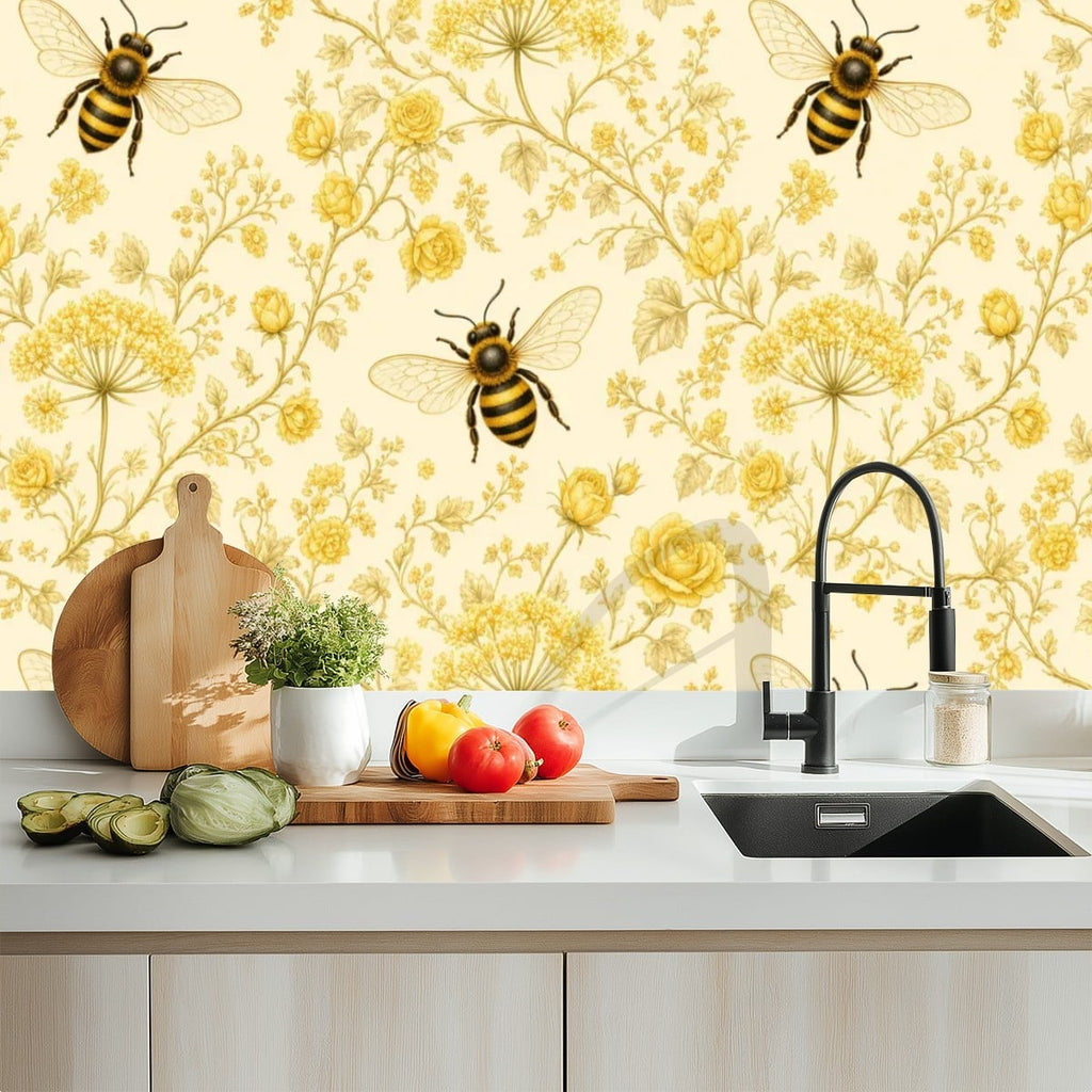 Golden Bee Garden Peel and Stick Wallpaper – Nursery & Kids Room