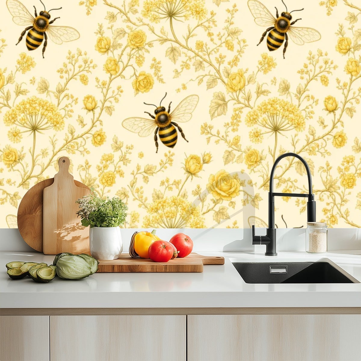 Golden Bee Garden Peel and Stick Wallpaper – Nursery & Kids Room