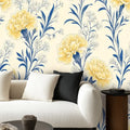 Yellow Carnation Botanical Peel and Stick Wallpaper – Removable & Waterproof