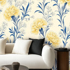 Yellow Carnation Botanical Peel and Stick Wallpaper – Removable & Waterproof