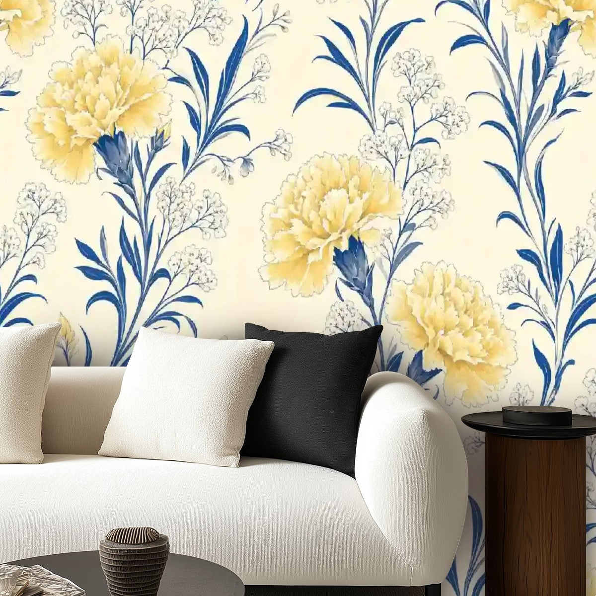 Yellow Carnation Botanical Peel and Stick Wallpaper – Removable & Waterproof