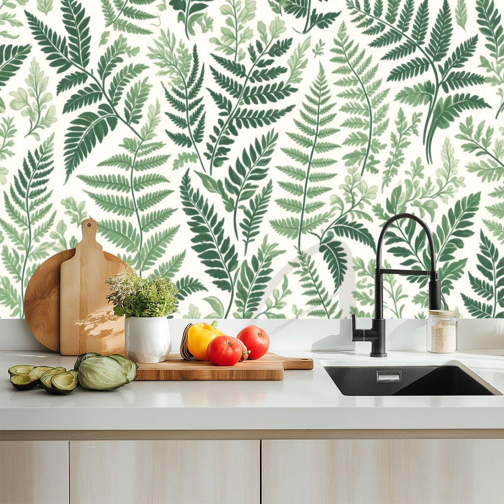 Watercolor Fern Peel and Stick Wallpaper