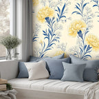 Yellow Carnation Botanical Peel and Stick Wallpaper – Removable & Waterproof