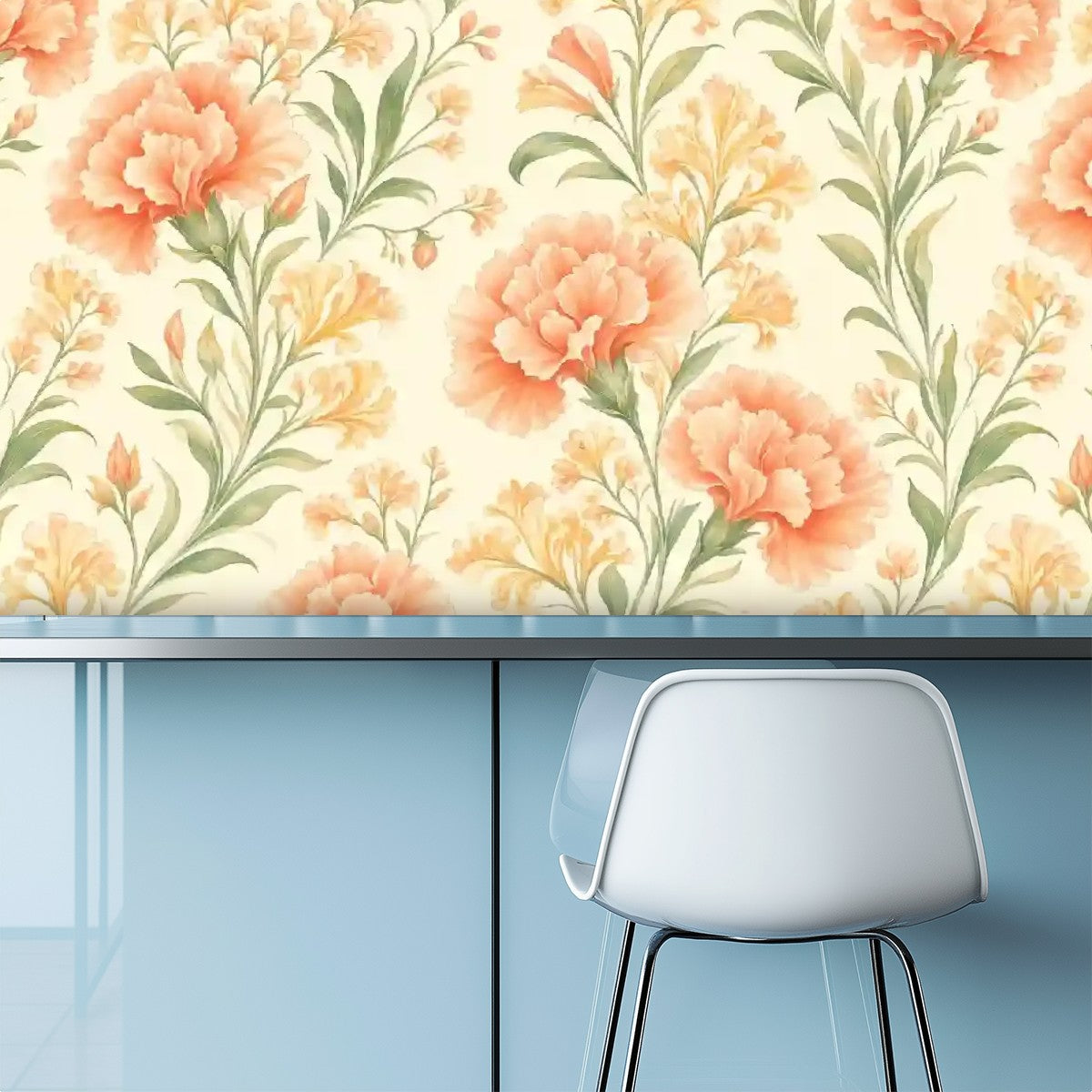 Peach Floral Peel and Stick Wallpaper – Removable & Waterproof