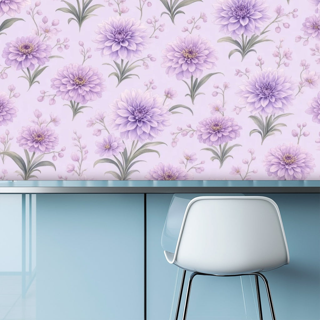 Lavender Chrysanthemum Peel and Stick Wallpaper