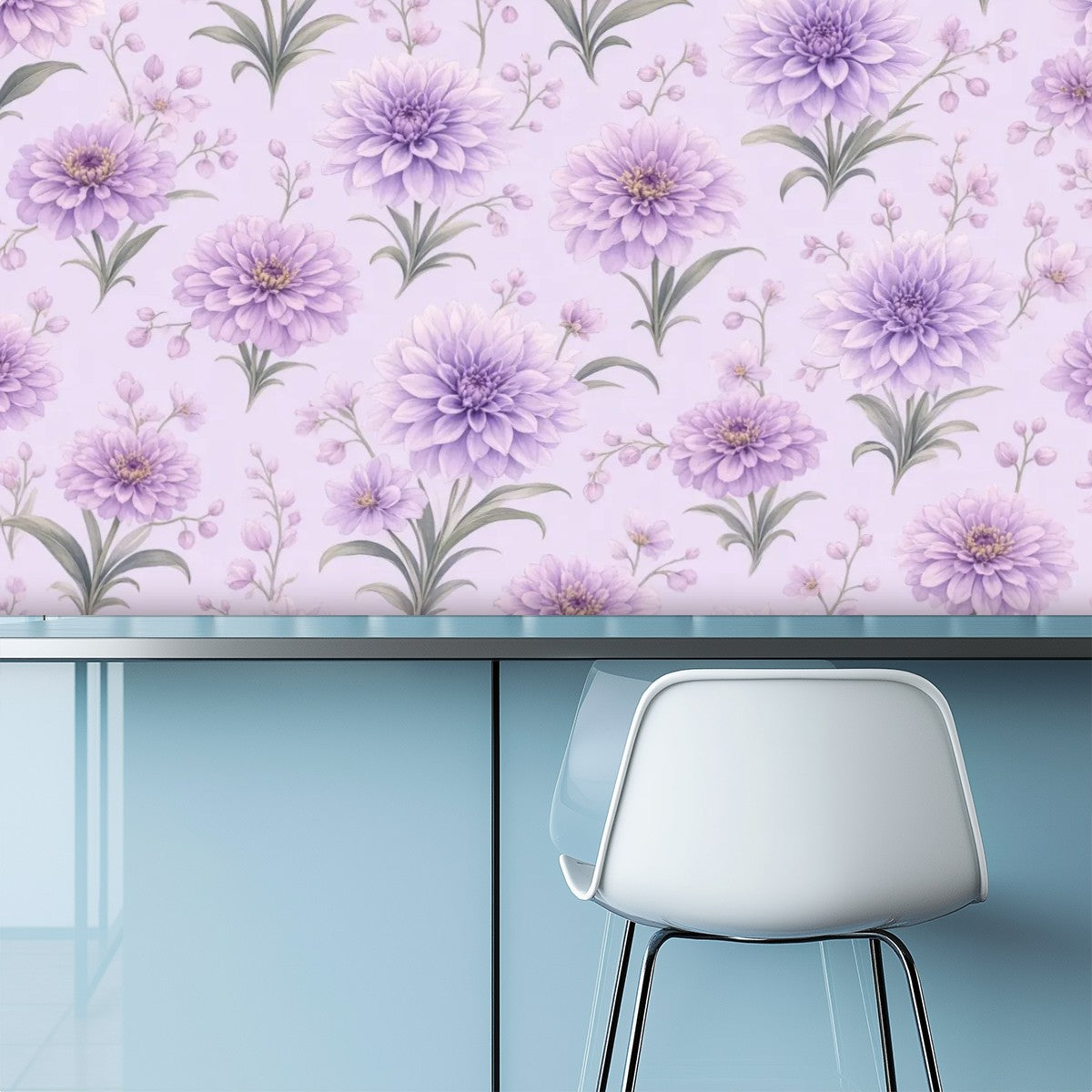 Lavender Chrysanthemum Peel and Stick Wallpaper
