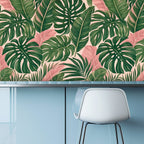 Pink Tropical Monstera Peel and Stick Wallpaper