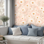 Blush Daisy Scatter Peel and Stick Wallpaper