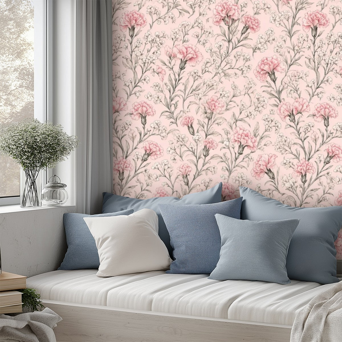 Blush Magnolia Branch Peel and Stick Wallpaper