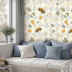 Watercolor Bee & Clover Peel and Stick Wallpaper – Soft Nursery & Baby Room