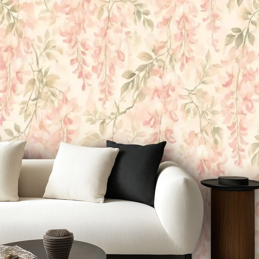 Blush Pink Trailing Botanical Peel and Stick Wallpaper