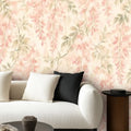 Blush Pink Trailing Botanical Peel and Stick Wallpaper