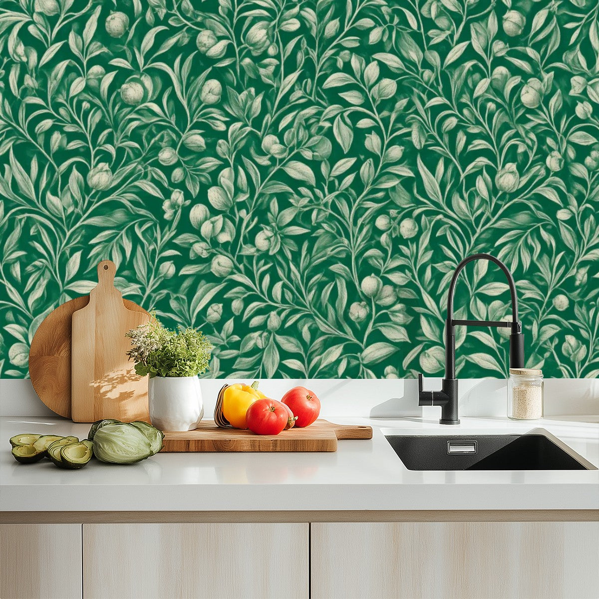 Emerald Floral Botanical Peel and Stick Wallpaper