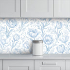 Blue Tulip Watercolour Peel and Stick Wallpaper