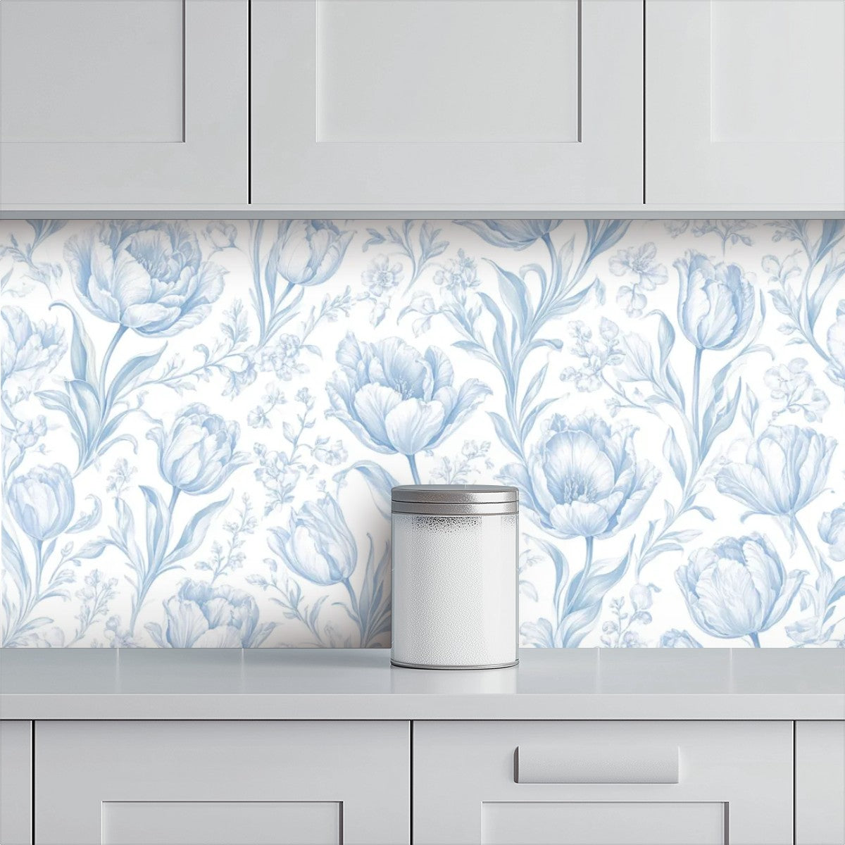 Blue Tulip Watercolour Peel and Stick Wallpaper