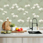 Sage Green Floral Peel and Stick Wallpaper