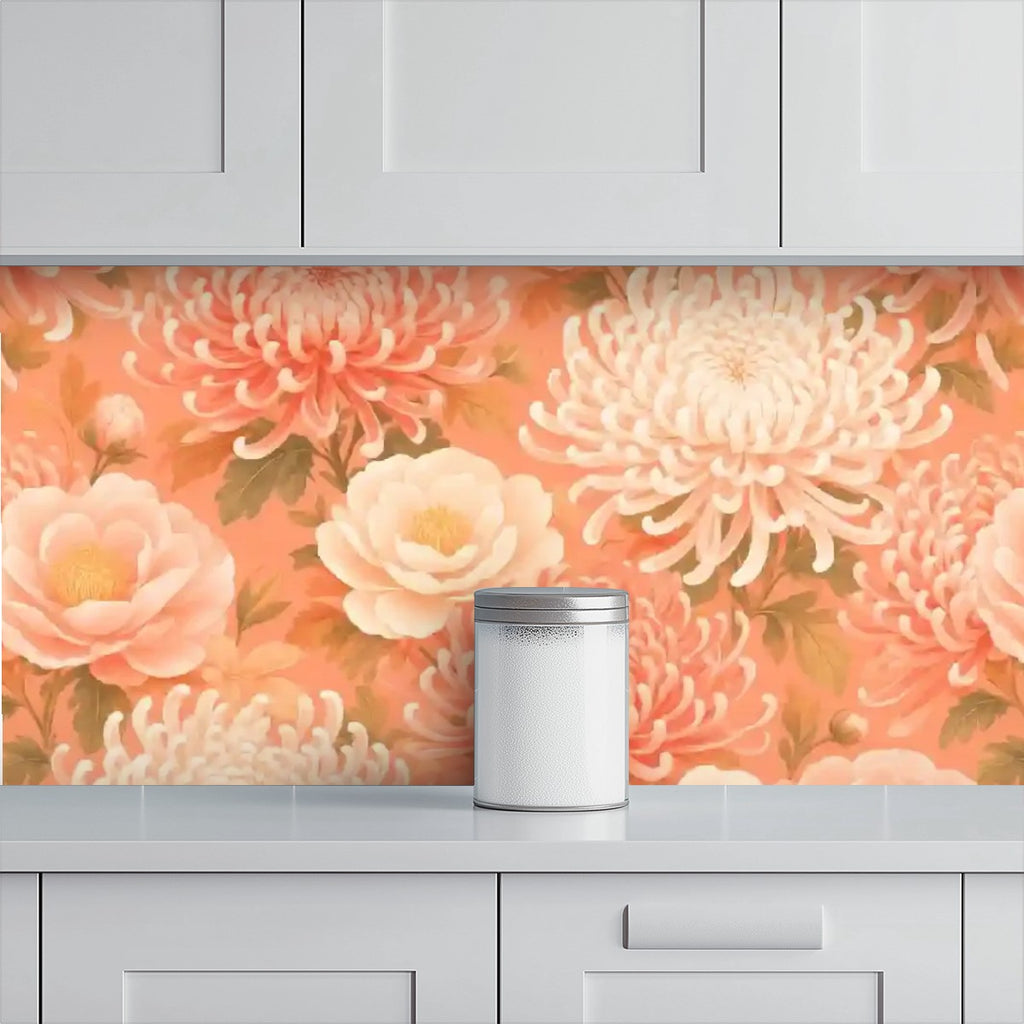 Terracotta Chrysanthemum Floral Peel and Stick Wallpaper