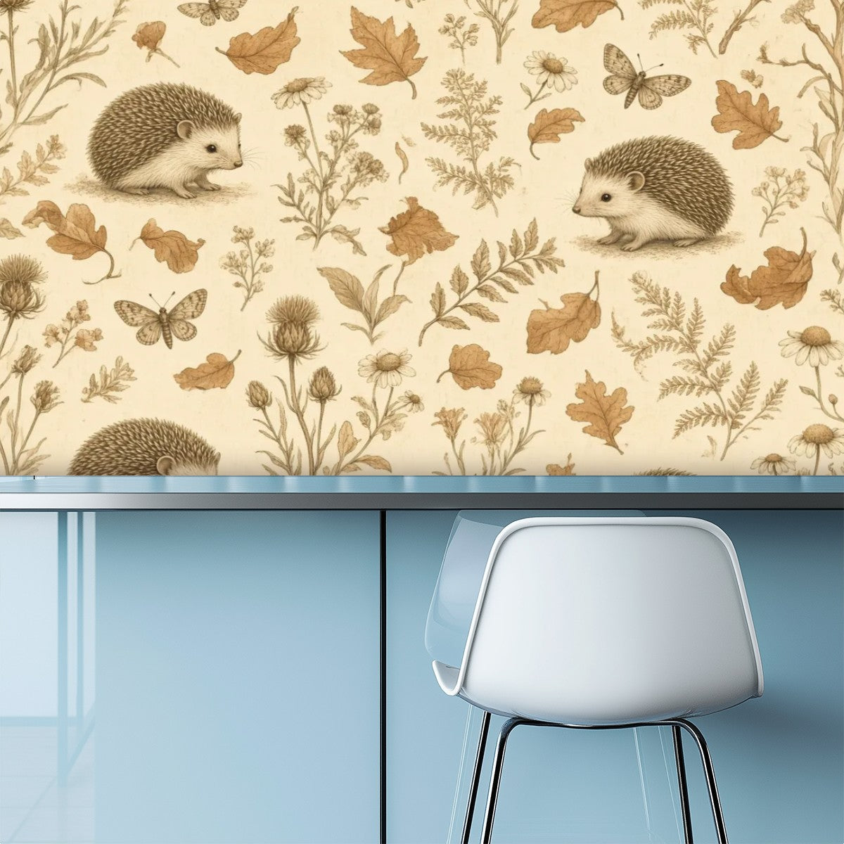 Hedgehog Woodland Peel and Stick Wallpaper – Sweet Autumn Nature & Charming Nursery Decor