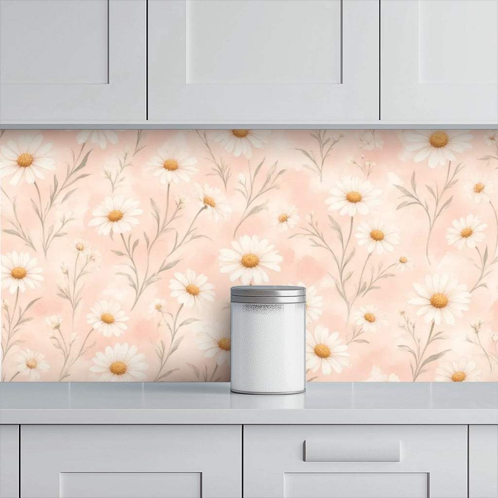 Blush Daisy Scatter Peel and Stick Wallpaper