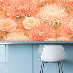 Terracotta Chrysanthemum Floral Peel and Stick Wallpaper