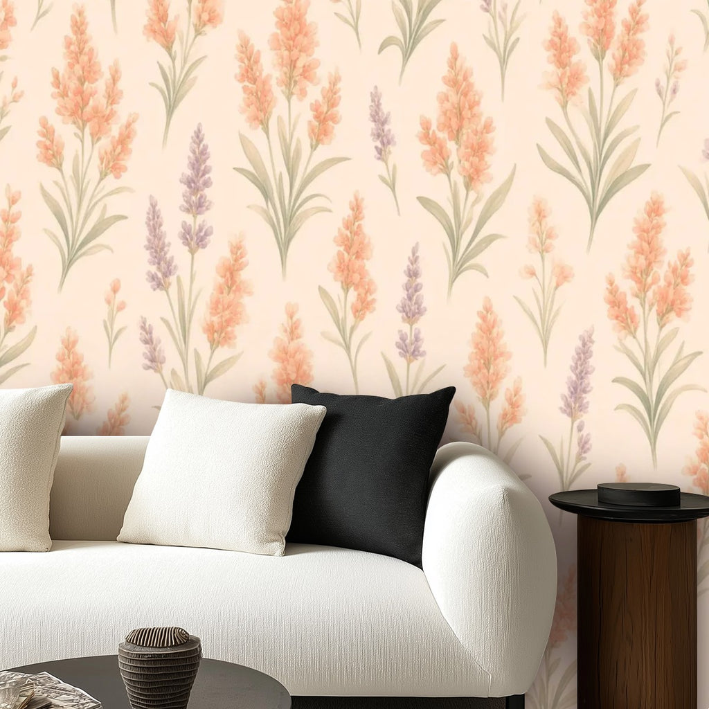 Boho Pampas and Lavender Peel and Stick Wallpaper