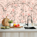 Pink Rose Trellis Peel and Stick Wallpaper