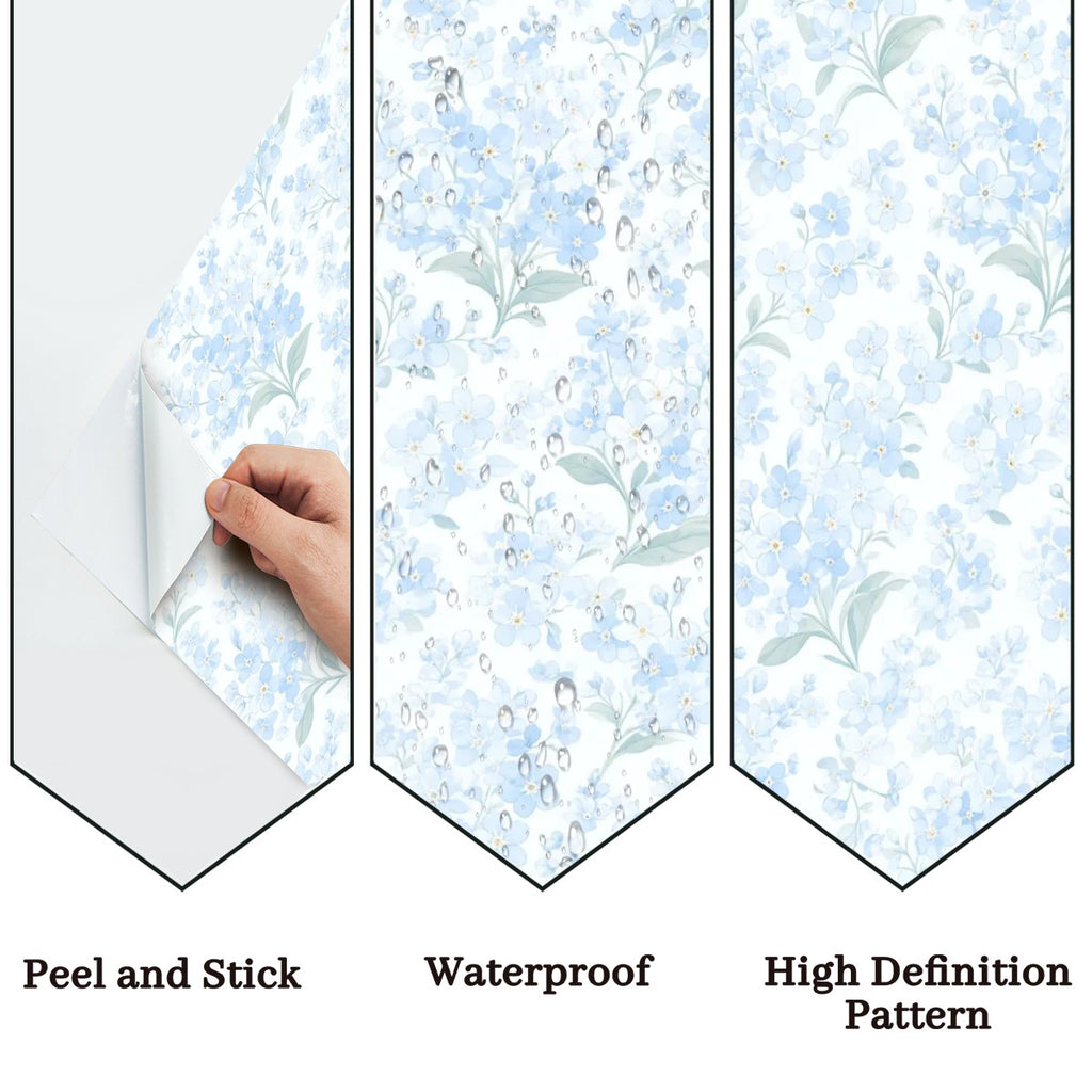 Ice Blue Magnolia Peel and Stick Wallpaper