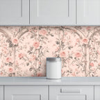 Pink Rose Trellis Peel and Stick Wallpaper