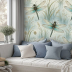 Dragonfly Celadon Peel and Stick Wallpaper – Zen Botanical & Nature-Inspired Decor