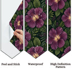 Dark Plum Hibiscus Tropical Peel and Stick Wallpaper