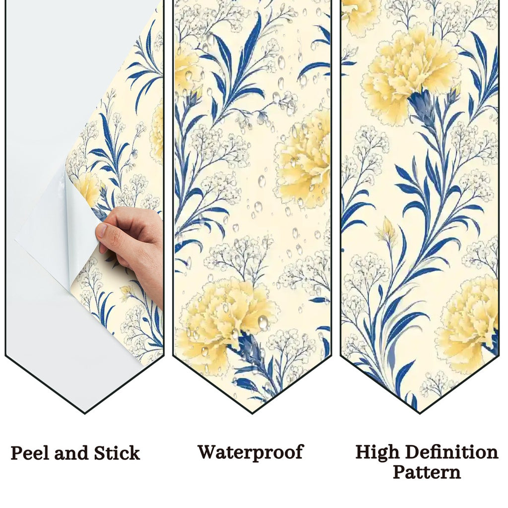 Yellow Carnation Botanical Peel and Stick Wallpaper – Removable & Waterproof
