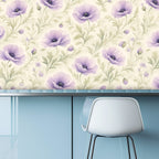 Lavender Poppy Watercolour Peel and Stick Wallpaper