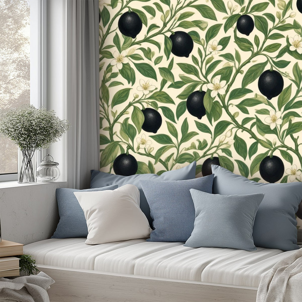 Black Olive Branch Peel and Stick Wallpaper