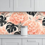 Blush Hydrangea Monstera Peel and Stick Wallpaper
