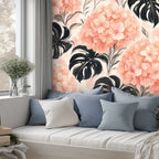 Blush Hydrangea Monstera Peel and Stick Wallpaper