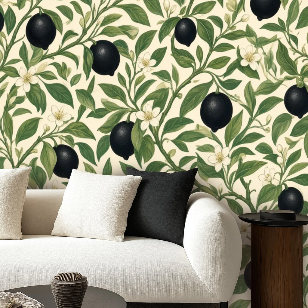 Black Olive Branch Peel and Stick Wallpaper