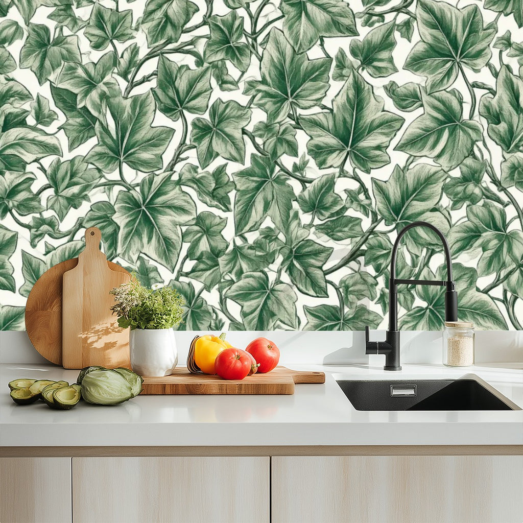 Botanical Leaf Toile Peel and Stick Wallpaper