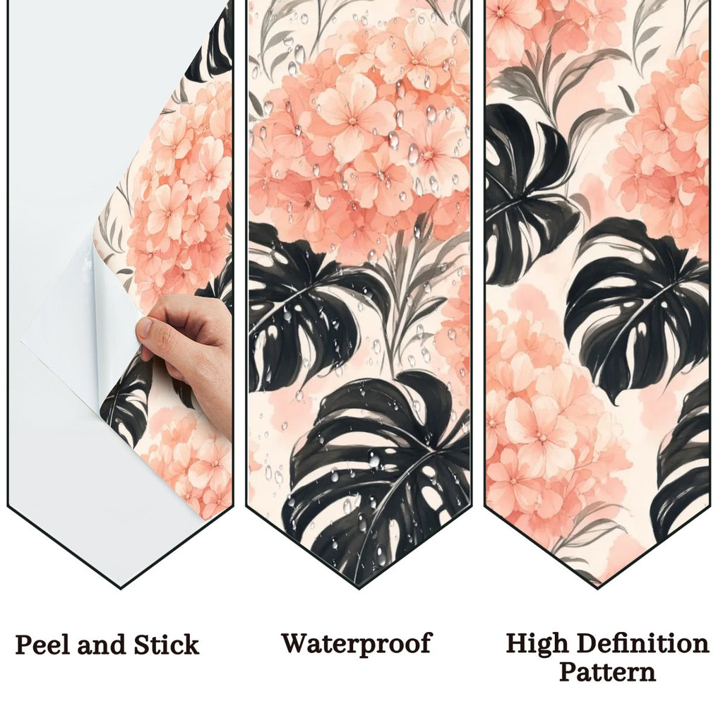 Blush Hydrangea Monstera Peel and Stick Wallpaper