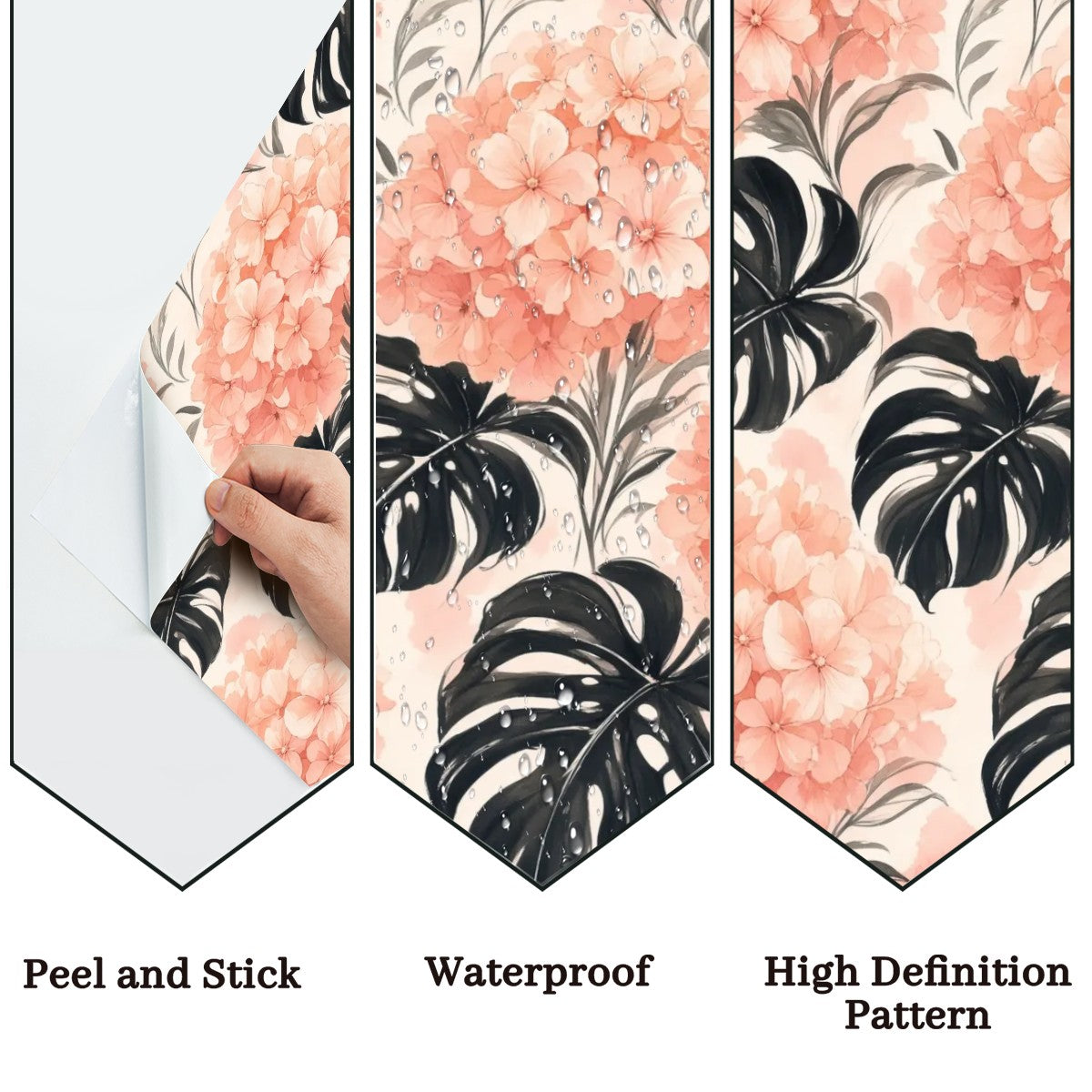 Blush Hydrangea Monstera Peel and Stick Wallpaper